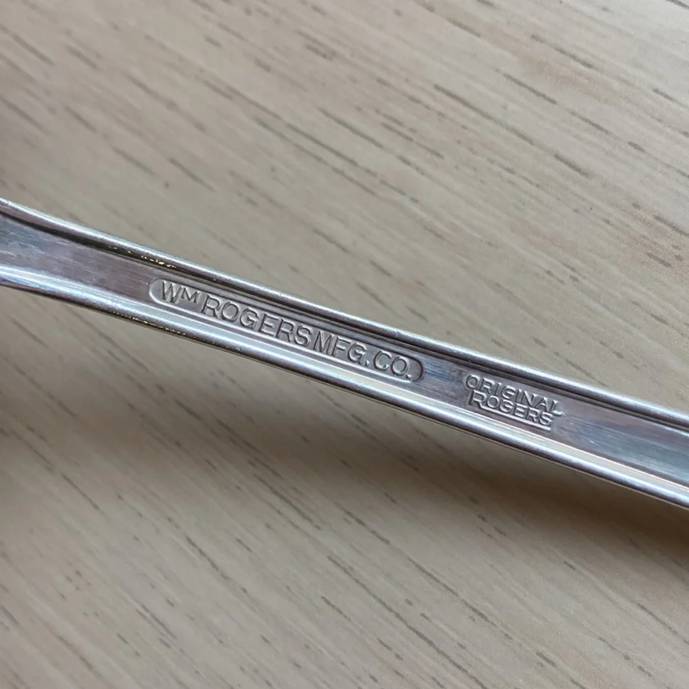 Silver plated serving spoon, Avalon/Cabin pattern by Wm. Rogers Mfg. Co.